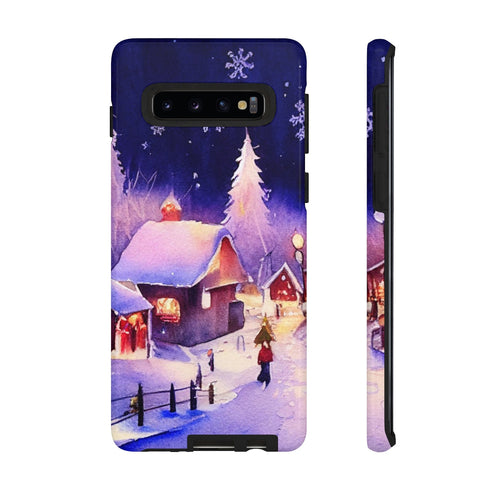 Christmas Homes in the Snow - Impact Resistant Phone Case Samsung Galaxy S10 Glossy